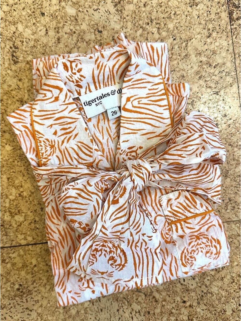 Tigertales x Dhonk Little Tiger Pajama Set Kids 26 Ages 4-6 Cotton Hand Block